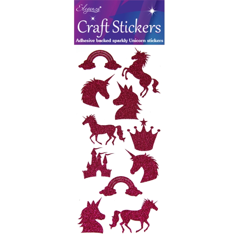 Glitter Unicorn Set Fuchsia Eleganza Craft Stickers