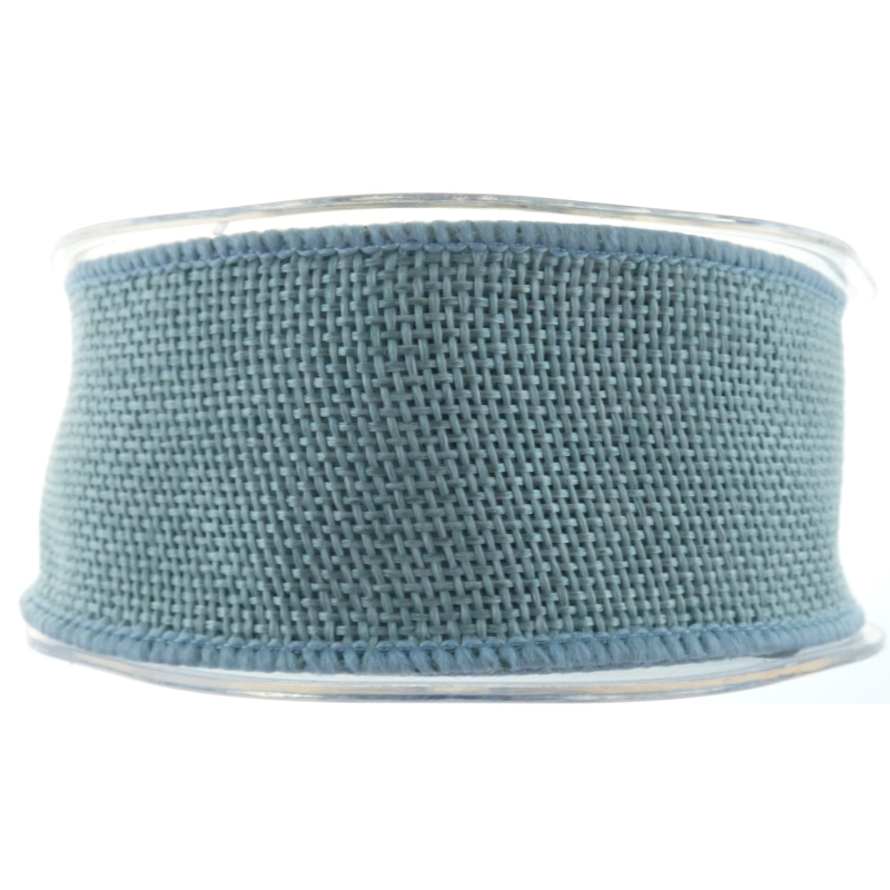 Wired Country Hessian Light Blue Ribbon No25  - 38mm x 10m