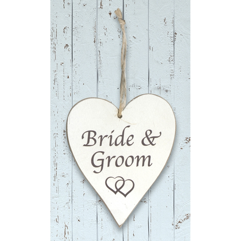 Wooden Heart - Bride & Groom
