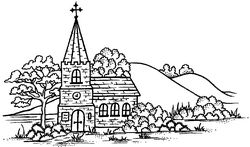 Sue Dix Country Church - Traditional Wood Mounted Stamp
