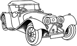 Sue Dix Vintage Car - Traditional Wood Mounted Stamp