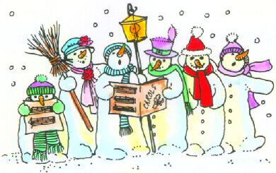 Snowman Choir - Traditional Wood Mounted Stamp