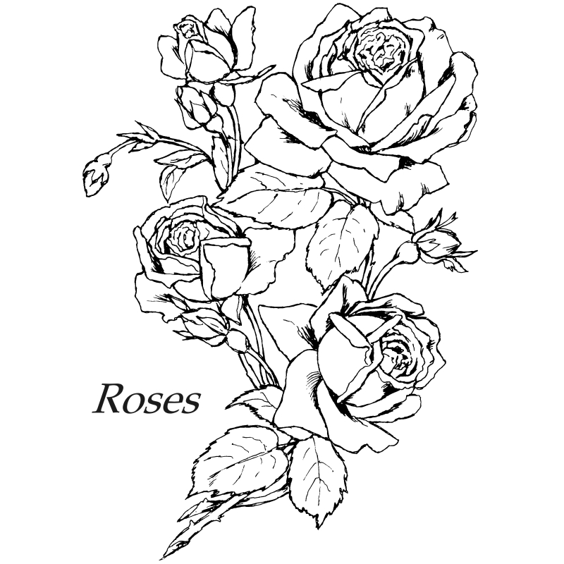 Roses - Traditional Wood Mounted Stamp
