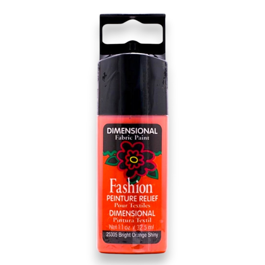 Plaid Fashion Relief™ Dimensional Fabric Paint – Bright Orange Shiny (1.1oz)