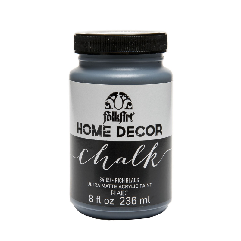 Rich Black FolkArt Home Decor Chalk 8oz