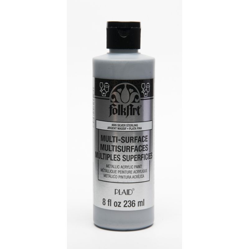 Metallic Silver Sterling FolkArt Multi-Surface Specialty Colours 8oz