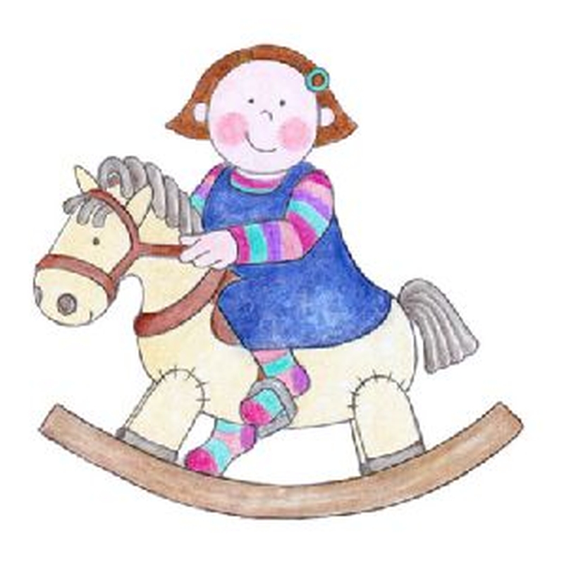 Beth Hughes Rocking Horse Girl - Traditional Wood Mounted Stamp