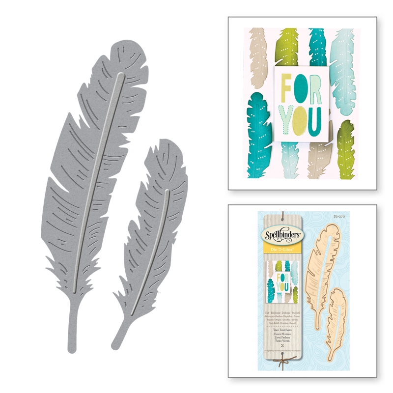Spellbinders Die D-Lites - Two Feathers Etched Dies