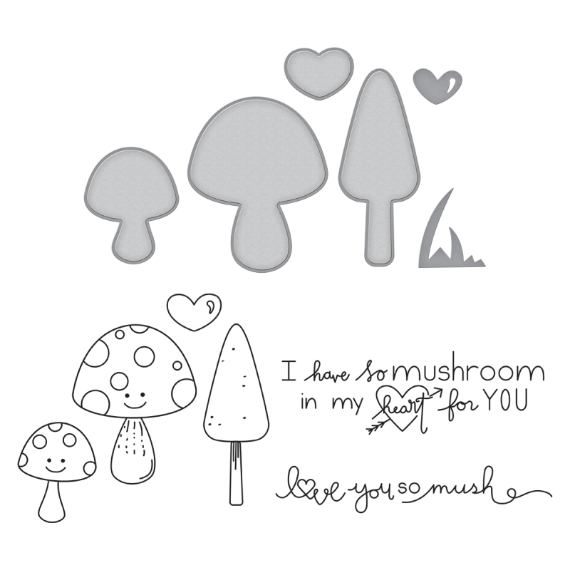 Spellbinders Stamp & Die Set - Getting All Mushy