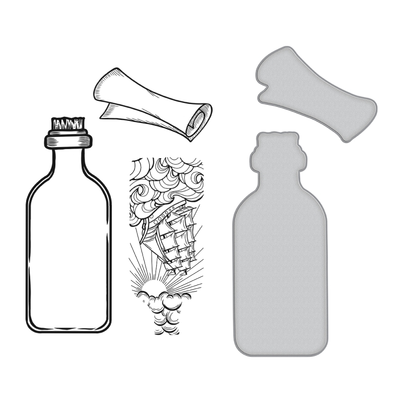 Spellbinders Stamp & Die Set - Message In A Bottle 