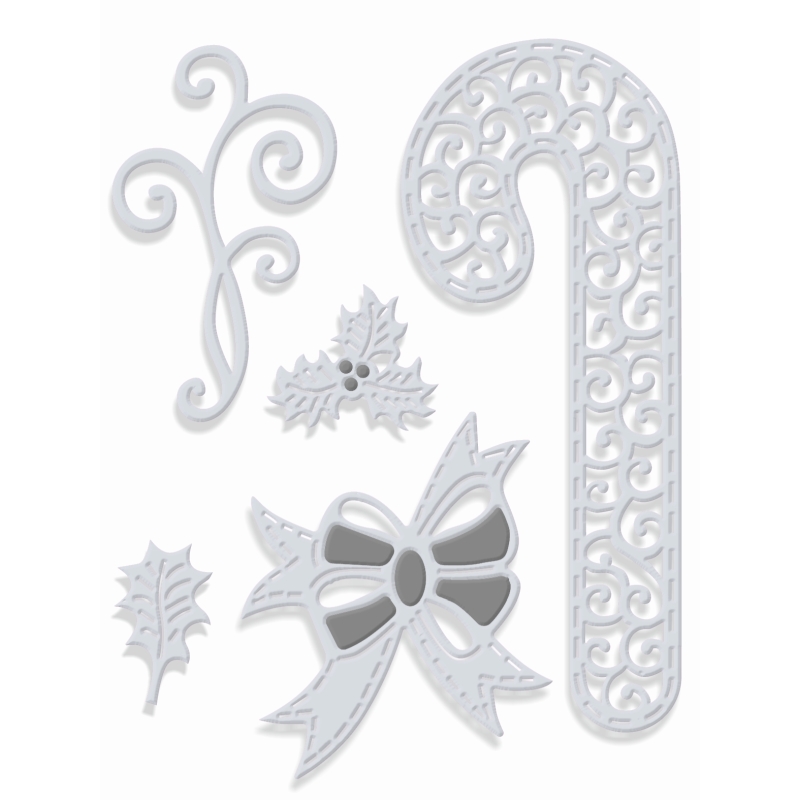 SD Swirly Candy Cane and Embellishments Sweet Dixie Cutting Die