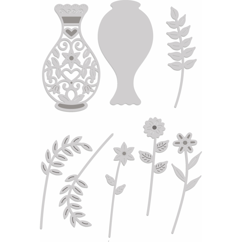 Sweet Dixie Filigree Vase & Flowers die set