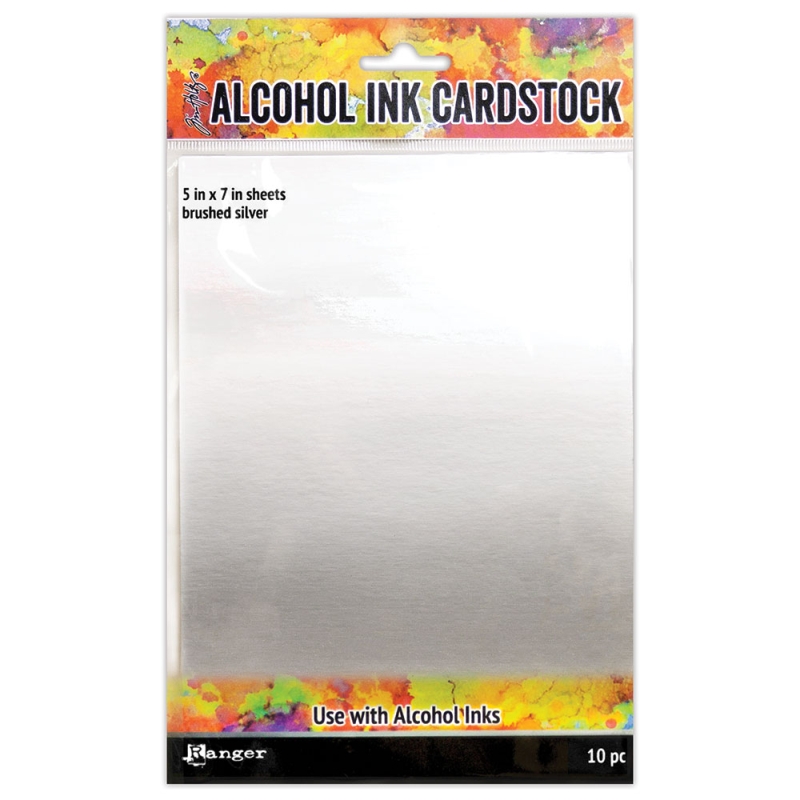 Alcohol Ink Cardstock- Brushed Silver 5&quot; x 7&quot; 10 Sheets