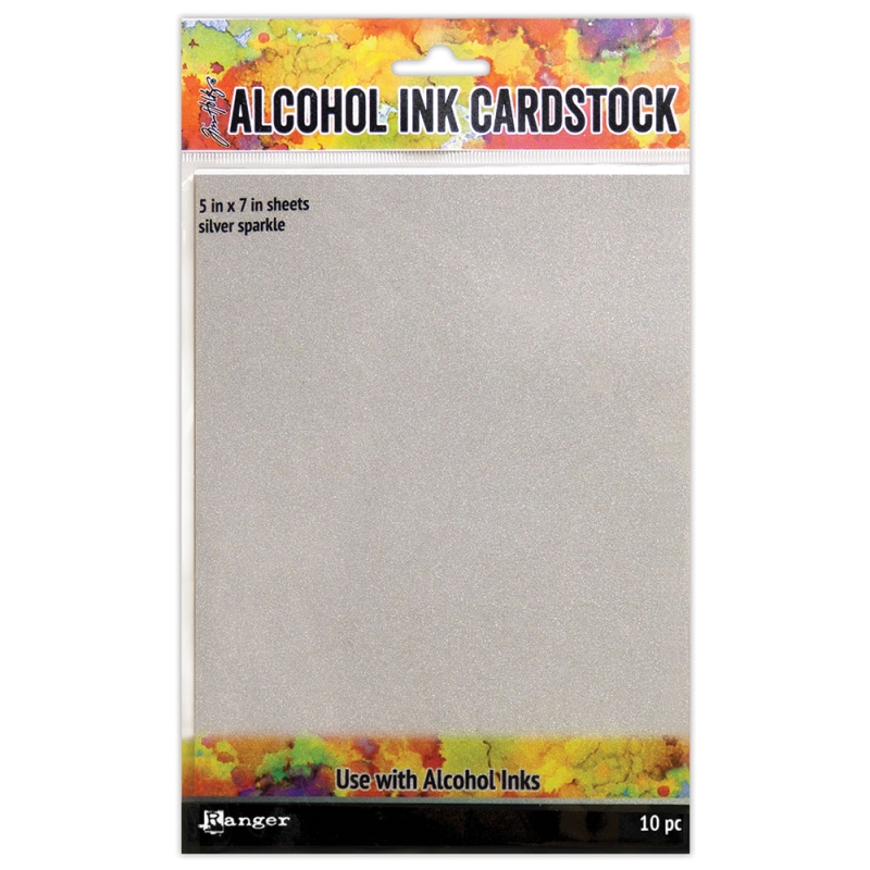 Alcohol Ink Cardstock- Silver Sparkle 5&quot; x 7&quot; 10 Sheets