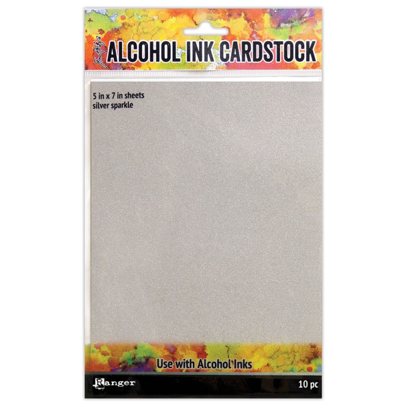 Alcohol Ink Cardstock- Silver Sparkle 5" x 7" 10 Sheets
