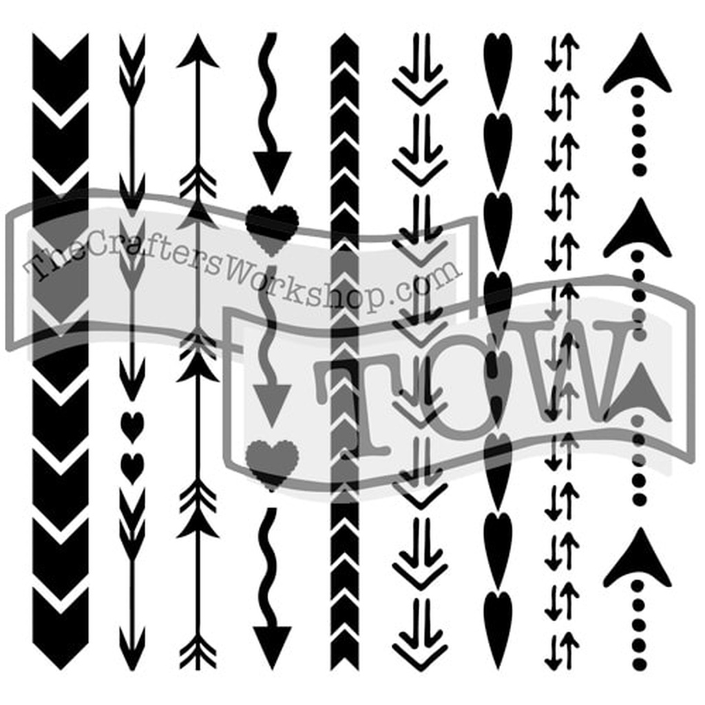 The Crafters Workshop - Arrows & Heart Stencil (12x12)