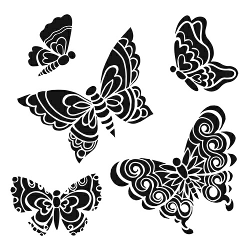 6x6 Stencil Solid Butterflies