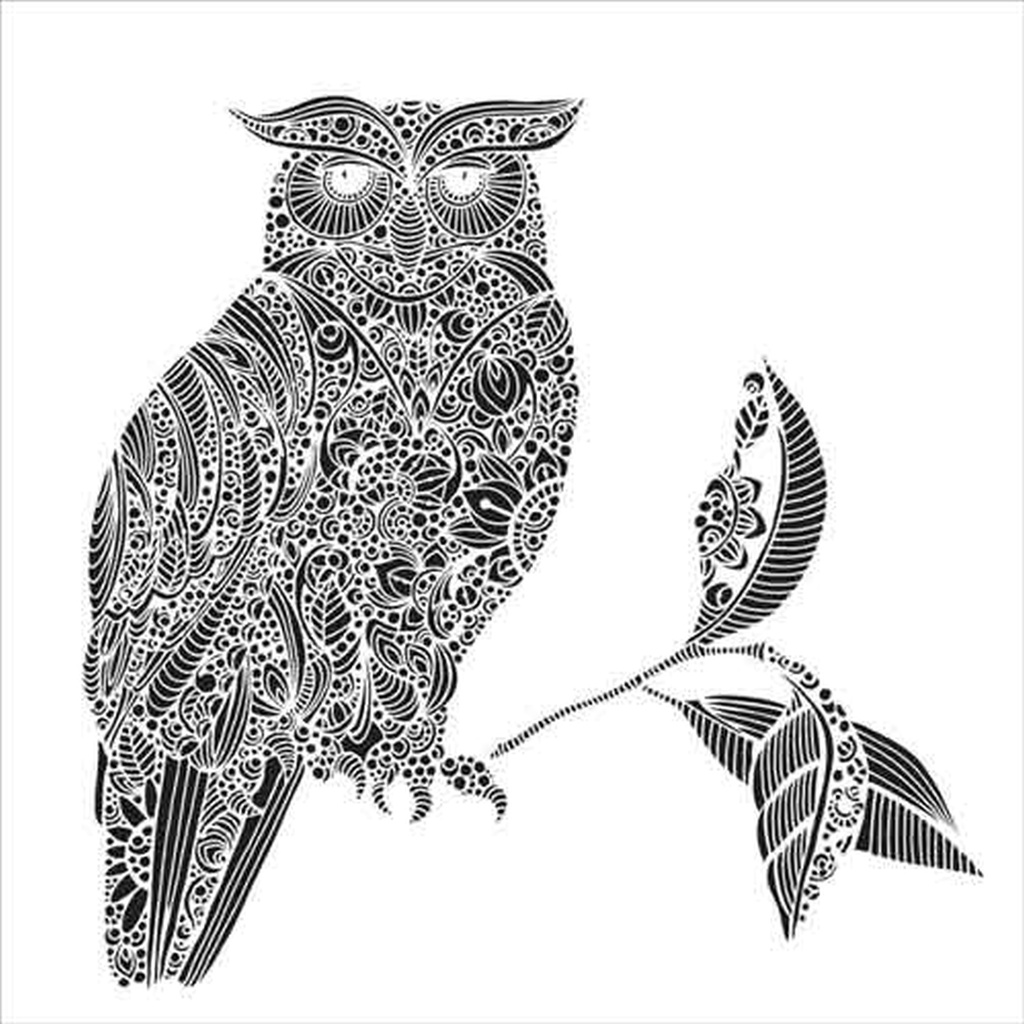 12x12 Stencil Wise Owl