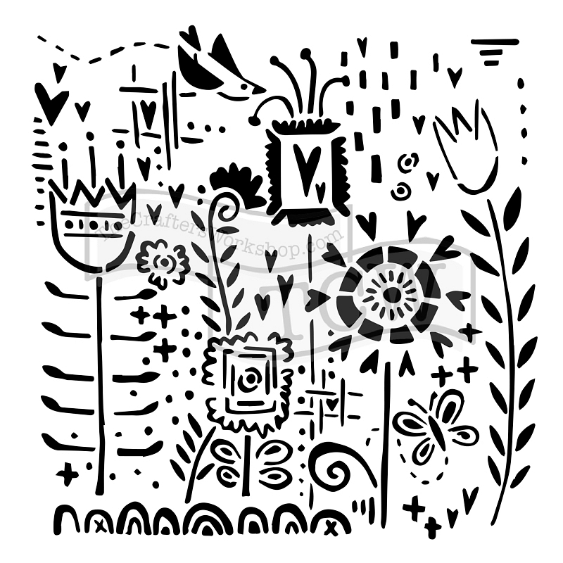 6x6 Stencil Joyful Flowers