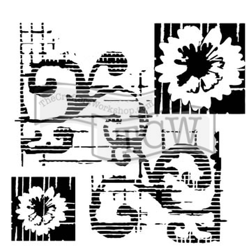 6x6 Stencil Flower Scroll