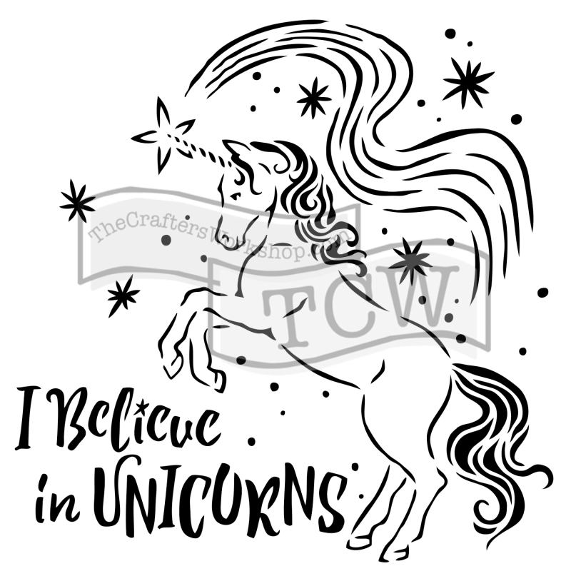 6x6 Stencil Believe in Unicorns