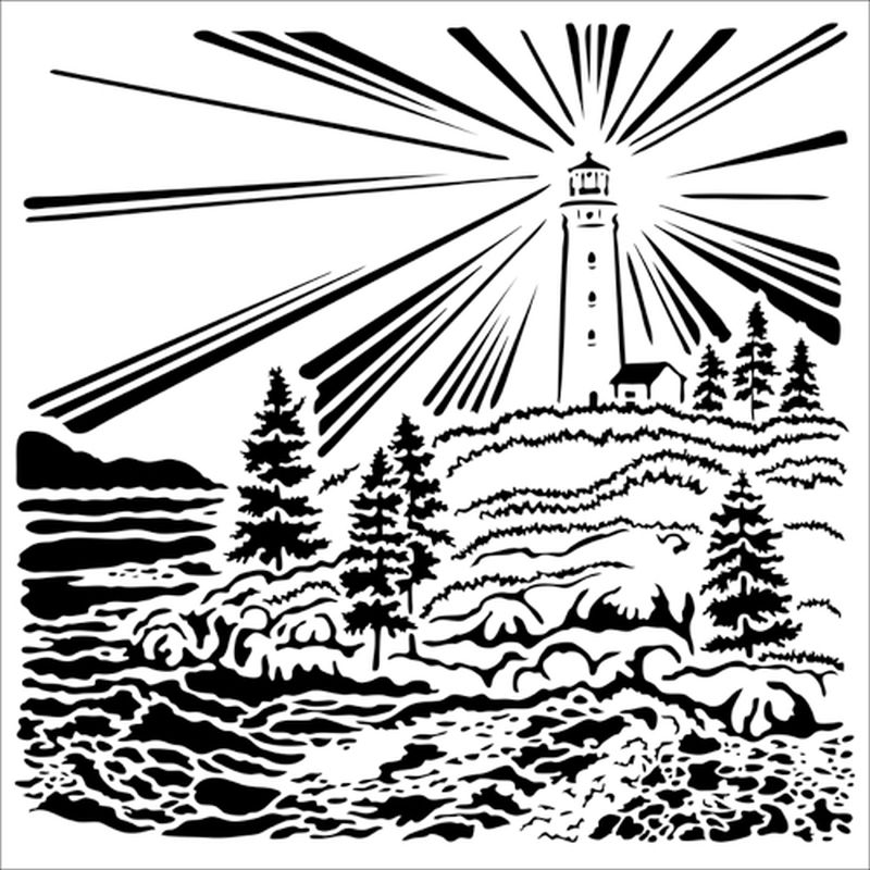 12x12 Stencil Lighthouse