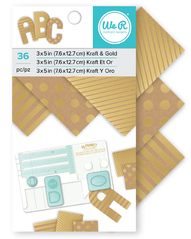 Paper Pad 3x5 Kraft With Gold Foil