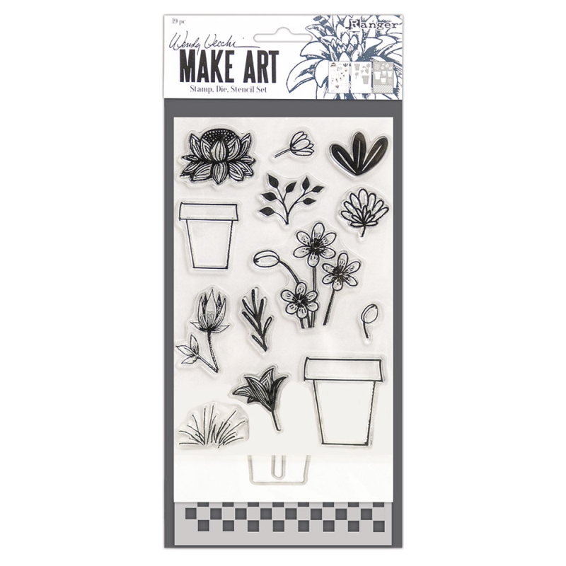 Wendy Vecchi - Stamps, Dies & Stencil Set - Flower Pot