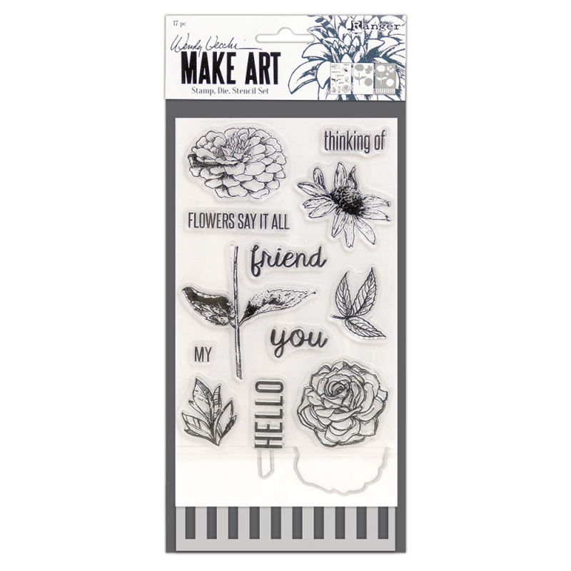 Wendy Vecchi - Stamps, Dies & Stencil Set - Flowers Say It All