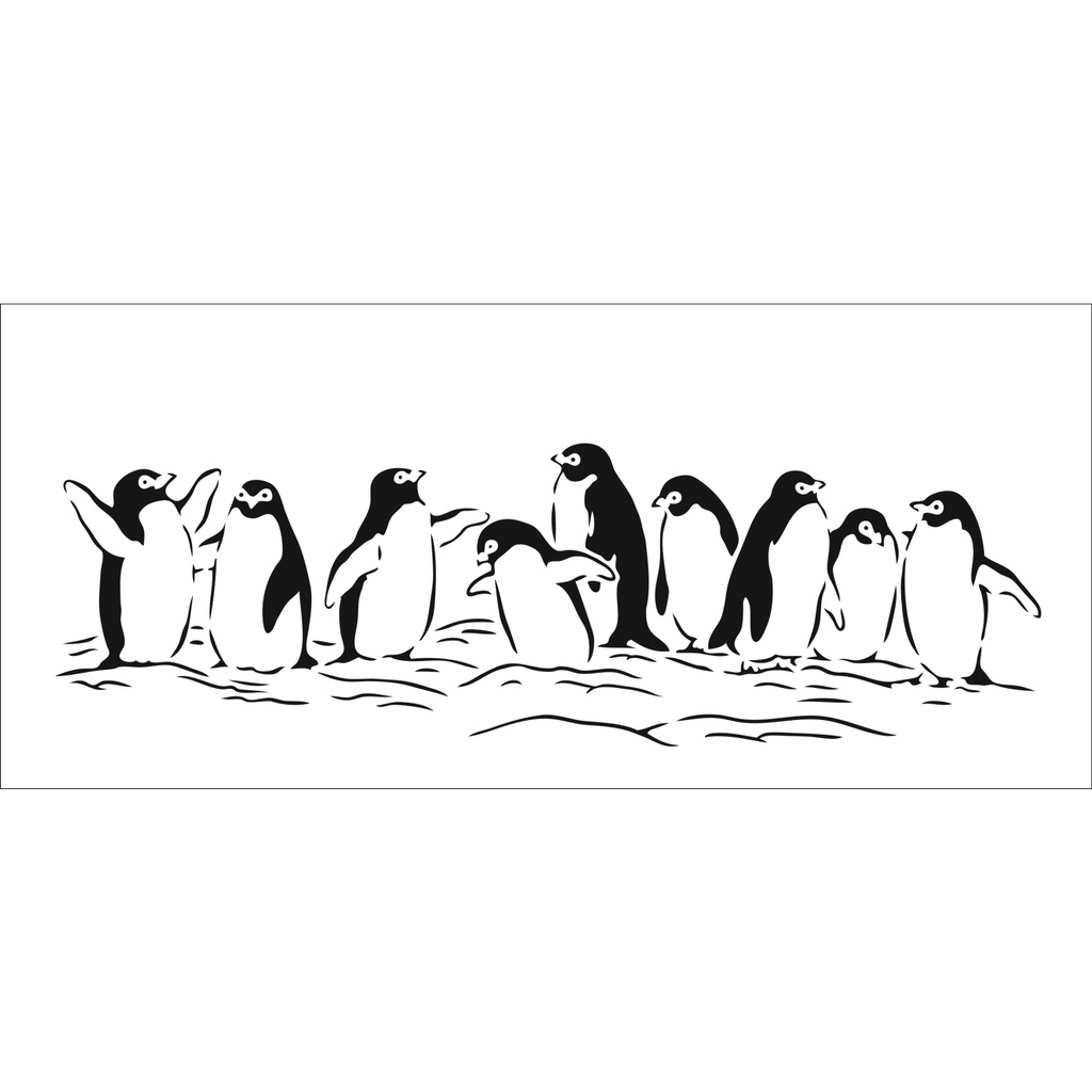 4x9 Slimline Stencil Penguins