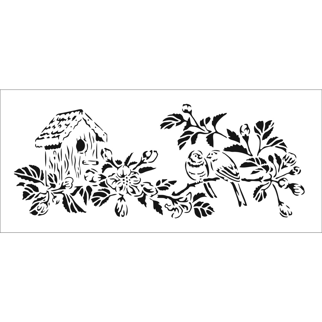 4x9 Slimline Stencil Birdhouse Couple