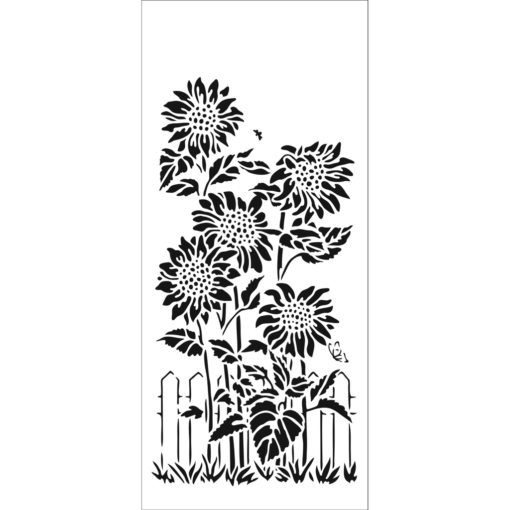 4x9 Slimline Stencil Sunflower Friends