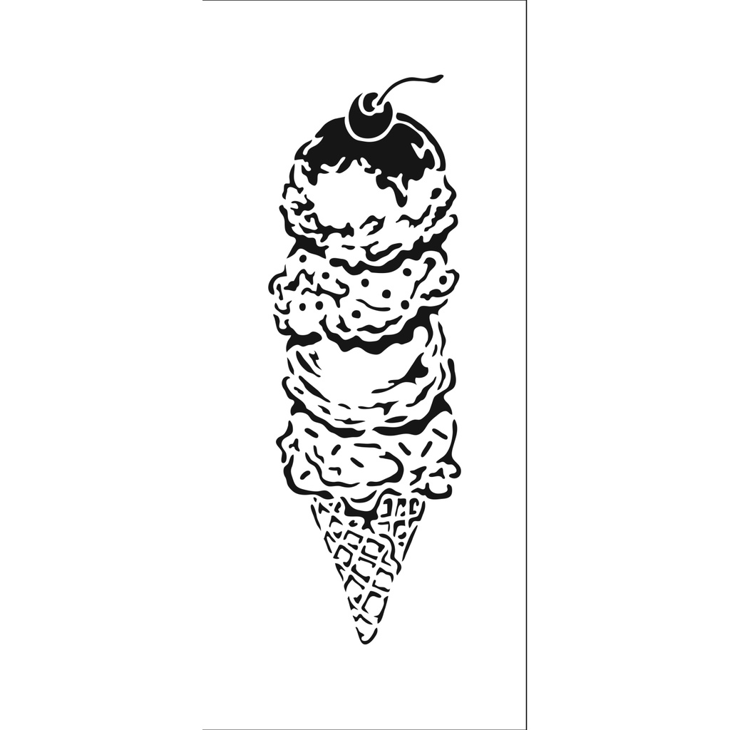 4x9 Slimline Stencil Ice Cream Cone
