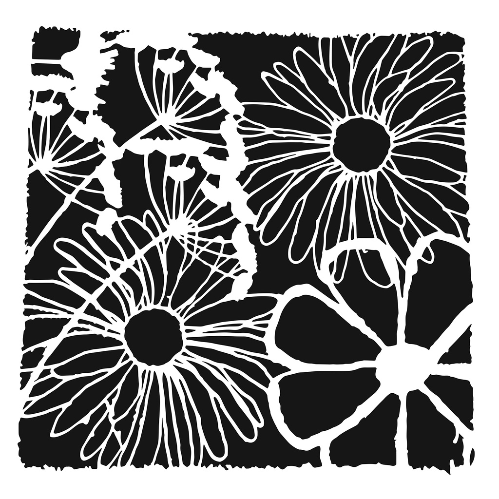 6x6 Stencil Framed Flowers