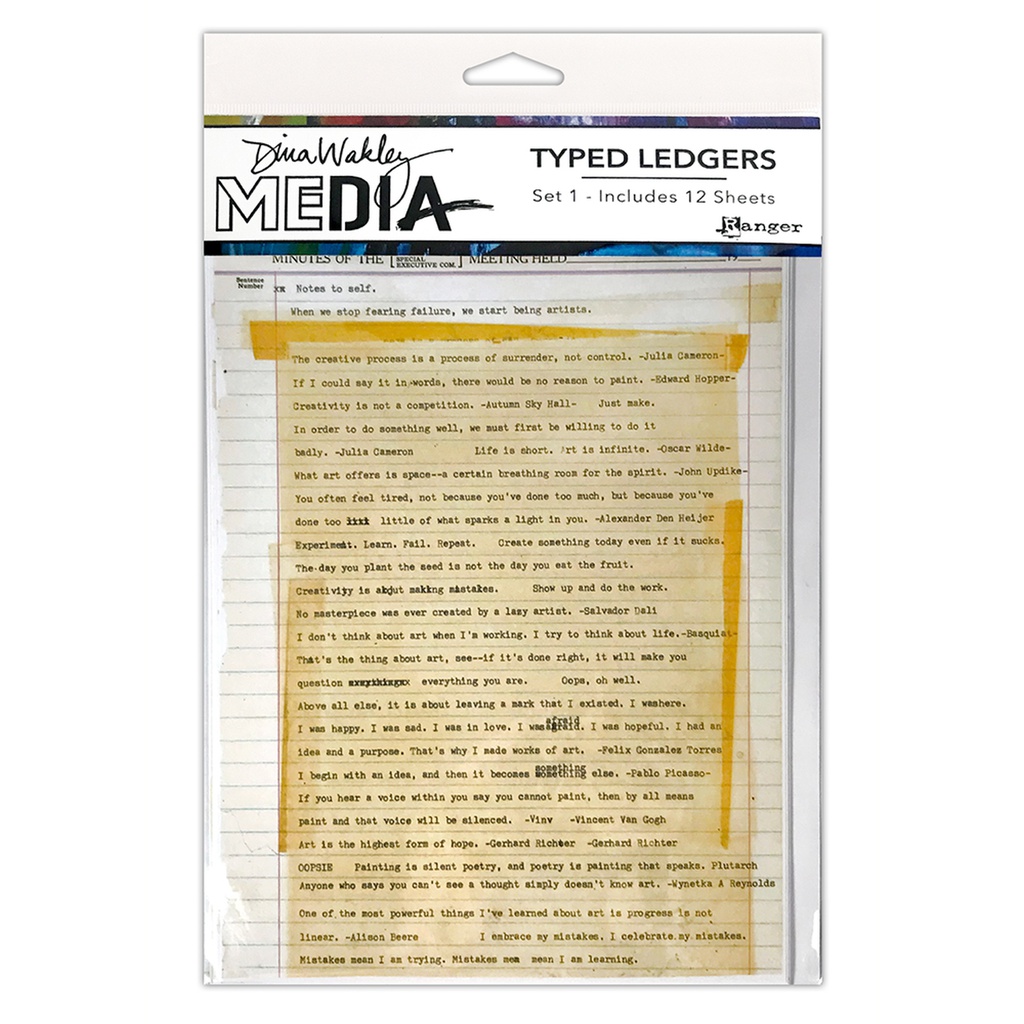 Set 1 Dina Wakley MEdia Typed Ledgers (Includes 12 Sheets)