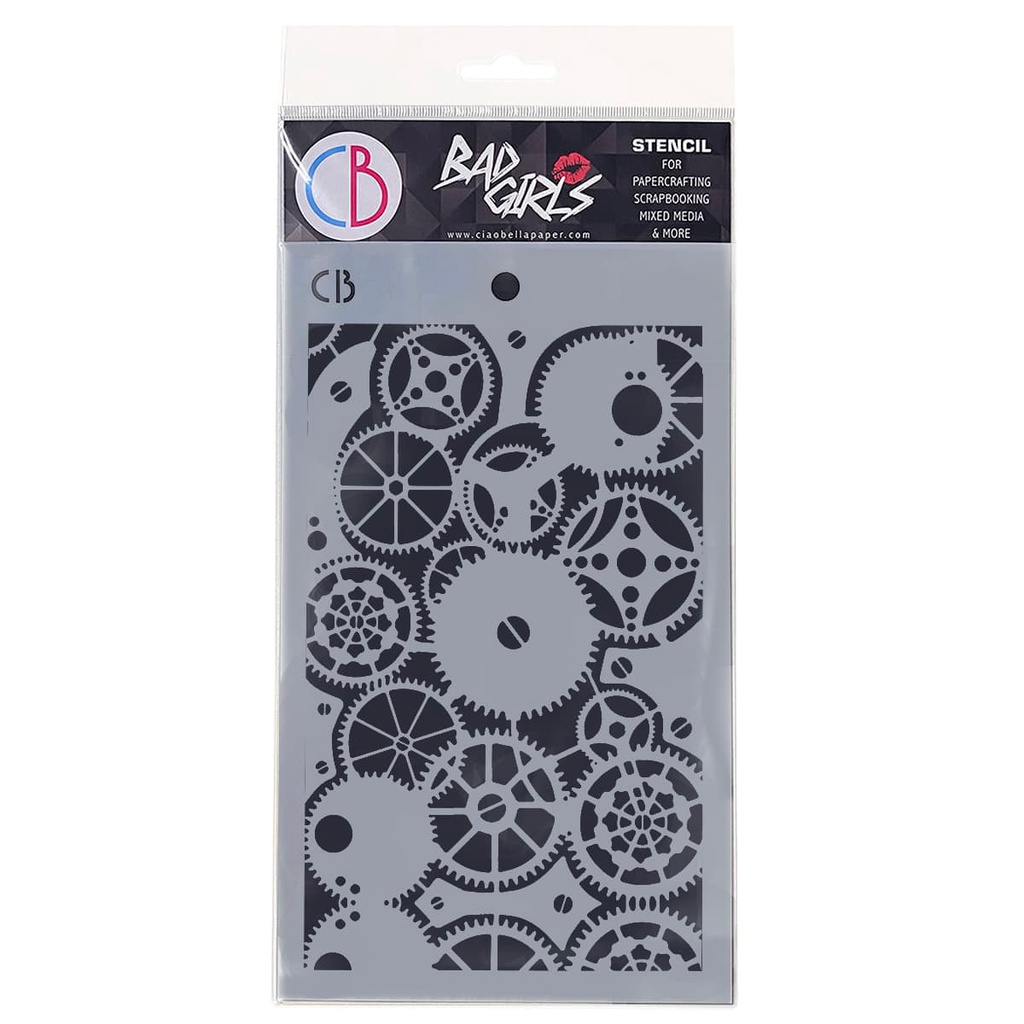 Ciao Bella Texture Stencil 5" x 8" - Clock Gears