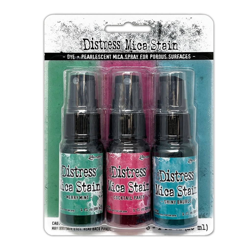 Distress Mica Stains Holiday Set 4  (Includes Merry Mint, Cocktail Party &amp; Shiny Bauble) - Tim Holtz Limited Edition