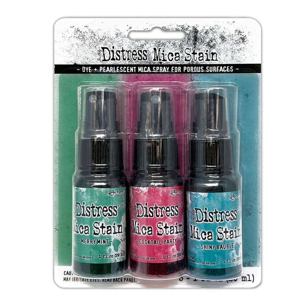 Tim Holtz - Distress - Mica Stains Holiday Set 4  (Includes Merry Mint, Cocktail Party & Shiny Bauble) - Tim Holtz Limited Edition