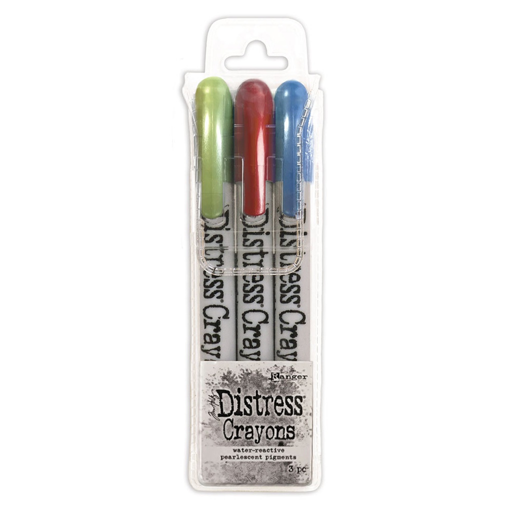 Tim Holtz - Distress - Pearl Crayons Holiday Set 3  (Includes Fresh Balsam, Tart Cranberry & Winter Frost) - Tim Holtz Limited Edition