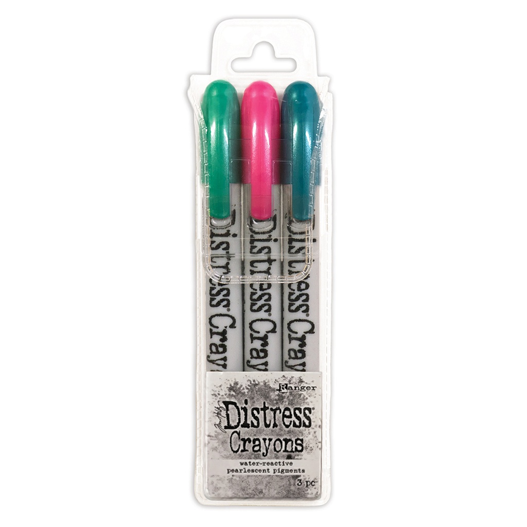 Tim Holtz - Distress - Pearl Crayons Holiday Set 4  (Includes Merry Mint, Cocktail Party & Shiny Bauble) Tim Holtz Limited Edition