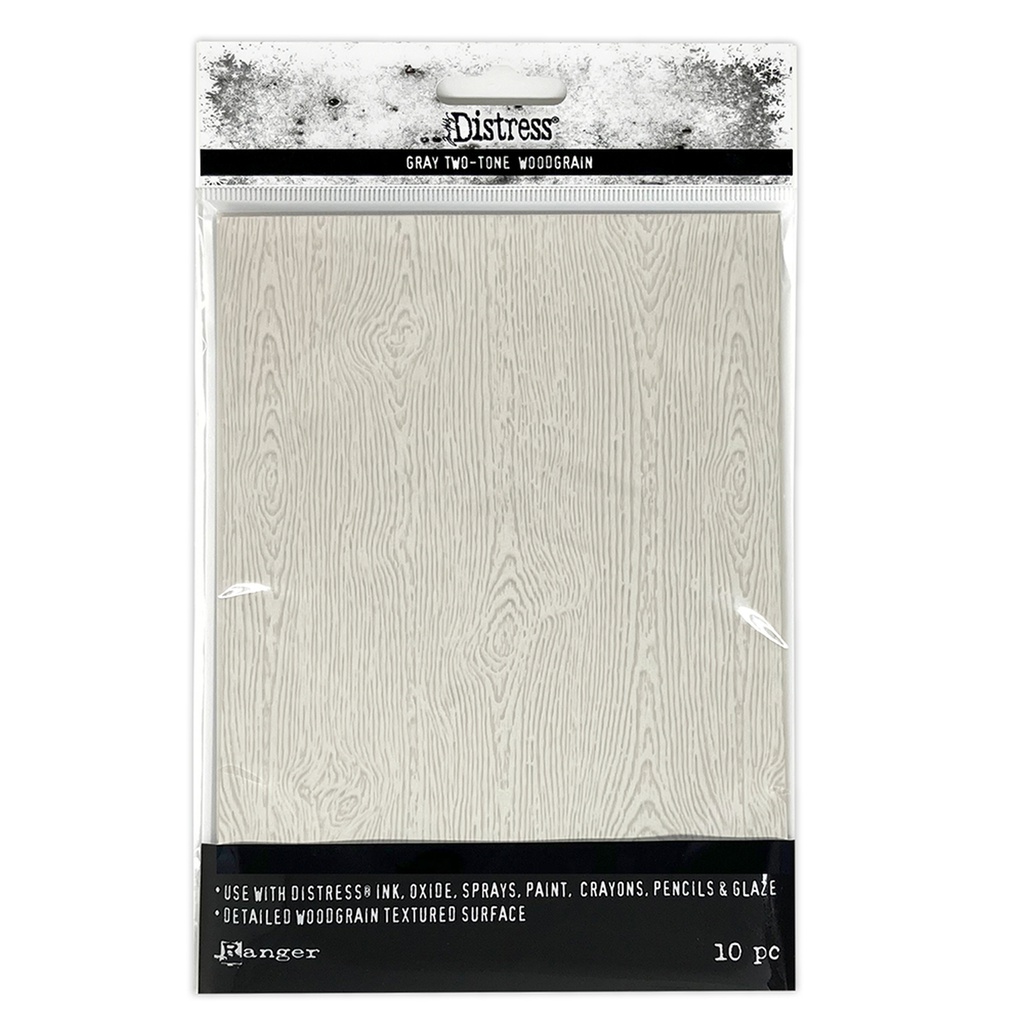 Tim Holtz - Distress Woodgrain Cardstock - Light Grey  (10 sheets)