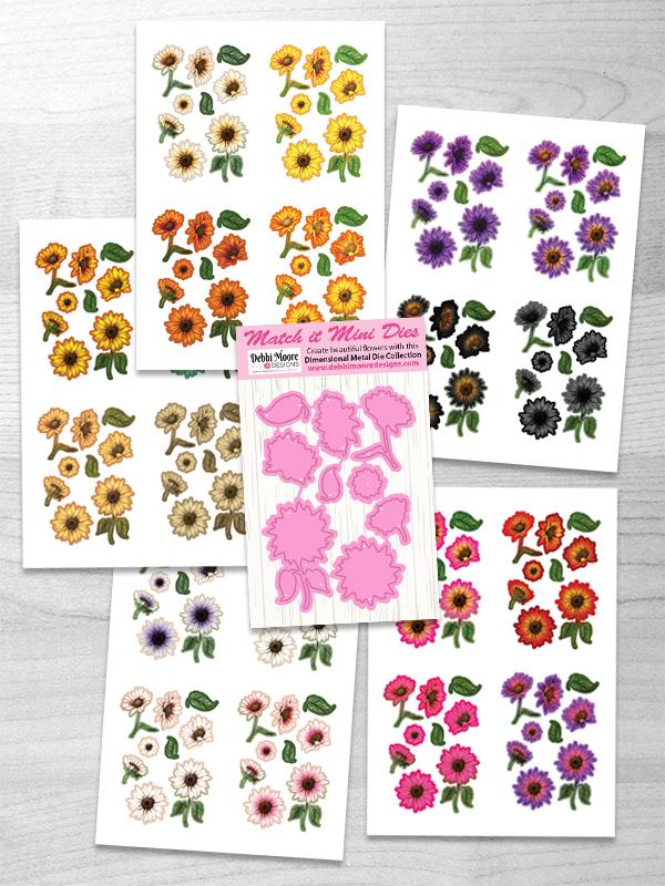 Mini Match It - Sunflower Die and Flower Sheets with Forever Code - DMMI147-DMMI147