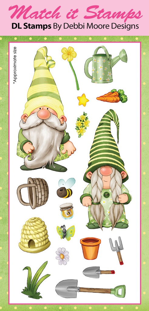 Match It Gardening Gnomes Rubber Stamp Set