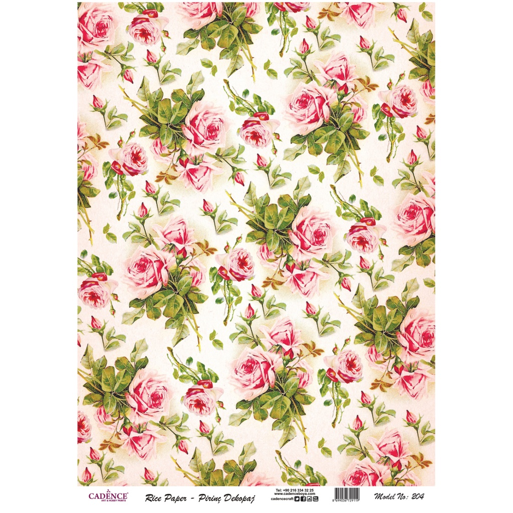 Rice Decoupage Paper - Roses in Bloom