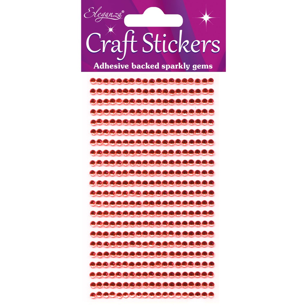 3mm Gems Red Craft Stickers No.38 - 418 Pieces