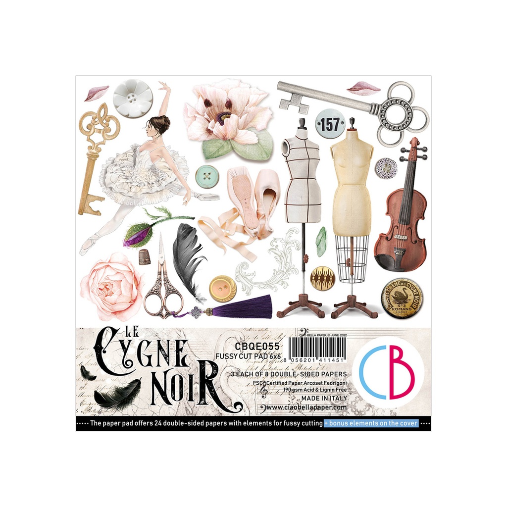Cygne Noir (Black Swan) Fussy Cut Pad 6x6 24/Pack