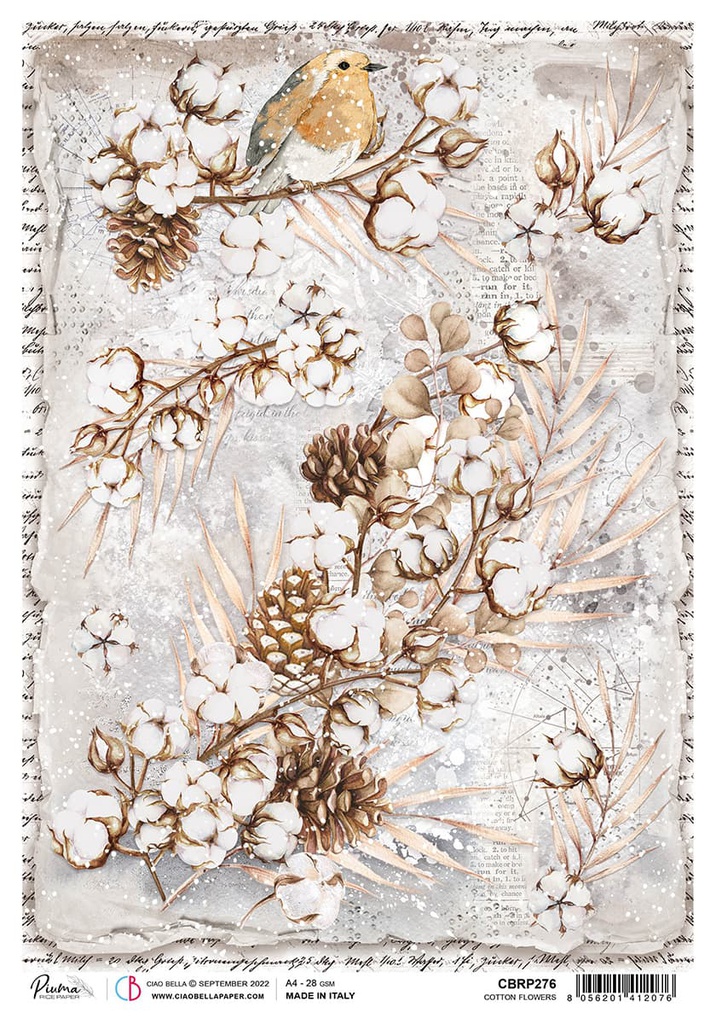 Cotton flowers - Ciao Bella Piuma Rice Paper A4 - 5 pack