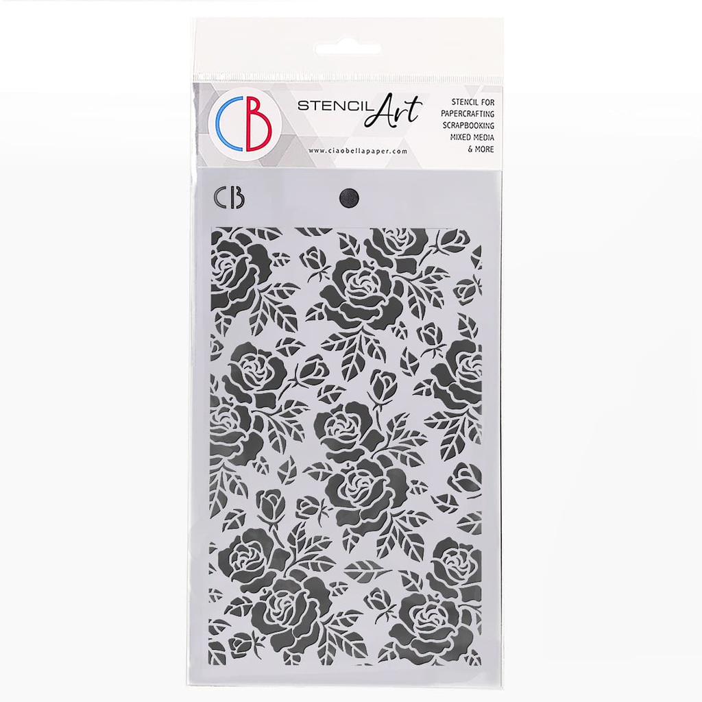 Ciao Bella Texture Stencil 5" x 8" - Sparrow Hill Rosebush