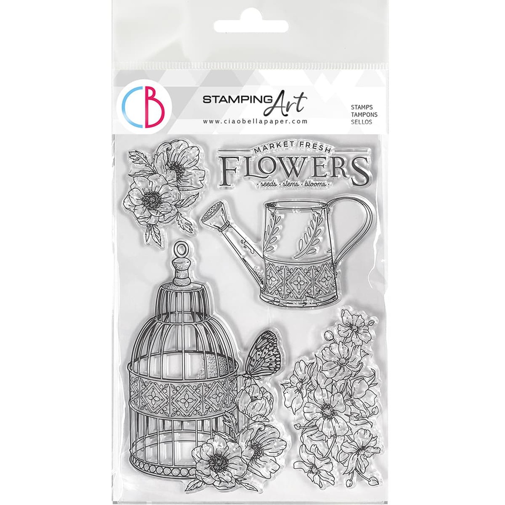 Clear Stamp Set 6"x8" Sparrow Hill Fresh Flowers