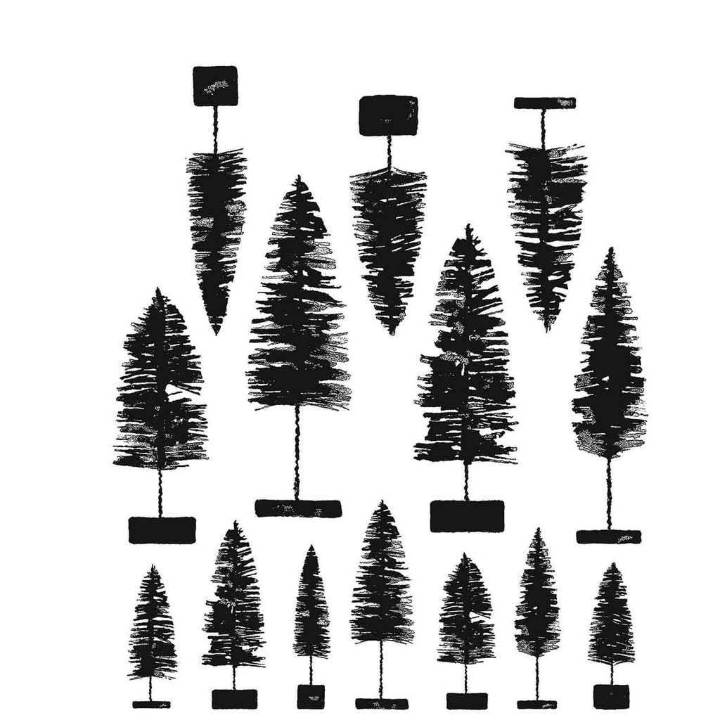 Tim Holtz - Stampers Anonymous Cling Stamps - Bottlebrush Trees